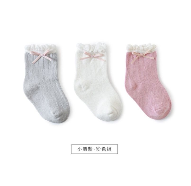 Set 3 tất Nemo Baby cổ bèo đính nơ