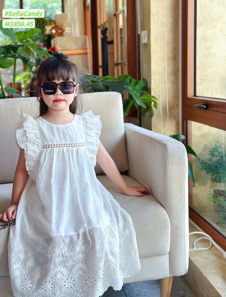 M1858 - Váy Mia Kids tiểu thư trắng thêu tay cánh tiên size 1-10y