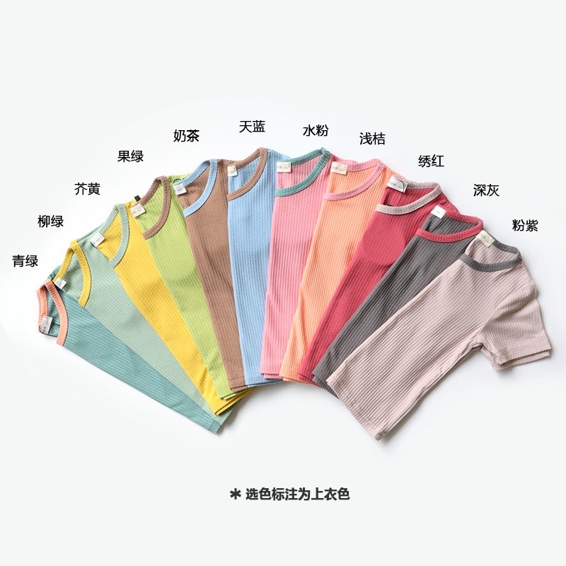 Bộ minkymom thun tăm viền cổ phối màu BTBG