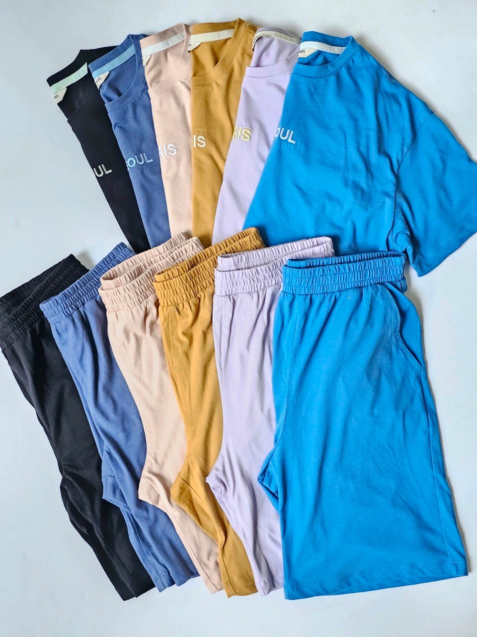 Bộ cotton Bee Mon nhiều màu thêu chữ ngực Paris / Seoul size 110 - 160