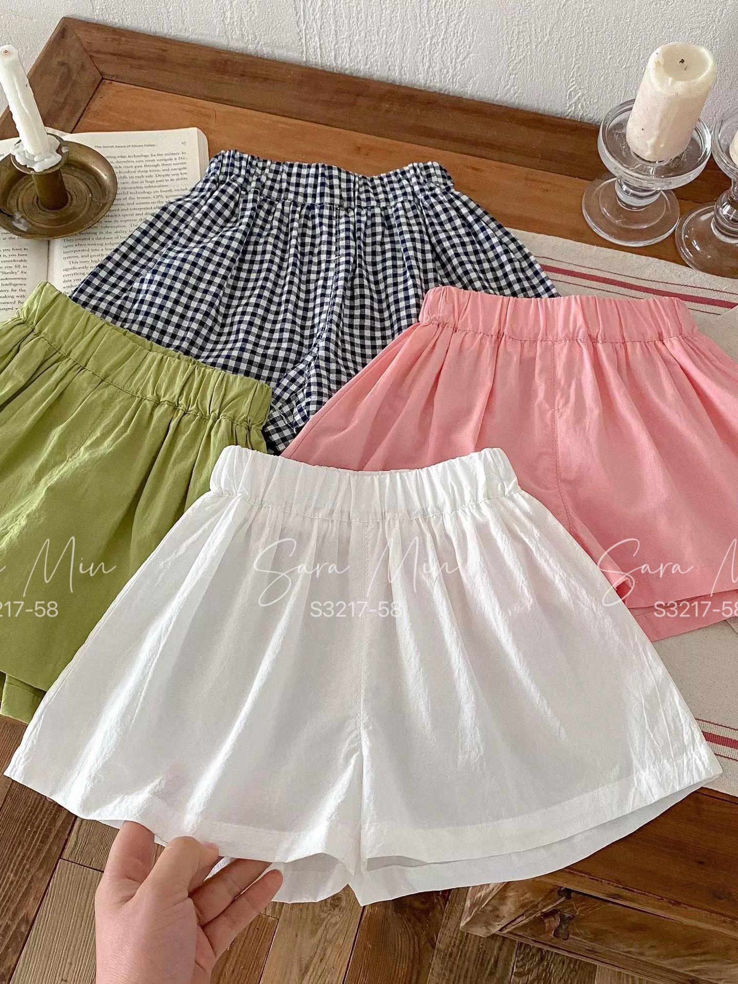 Quần short thô đũi trơn nhiều màu June with love size 1-10y