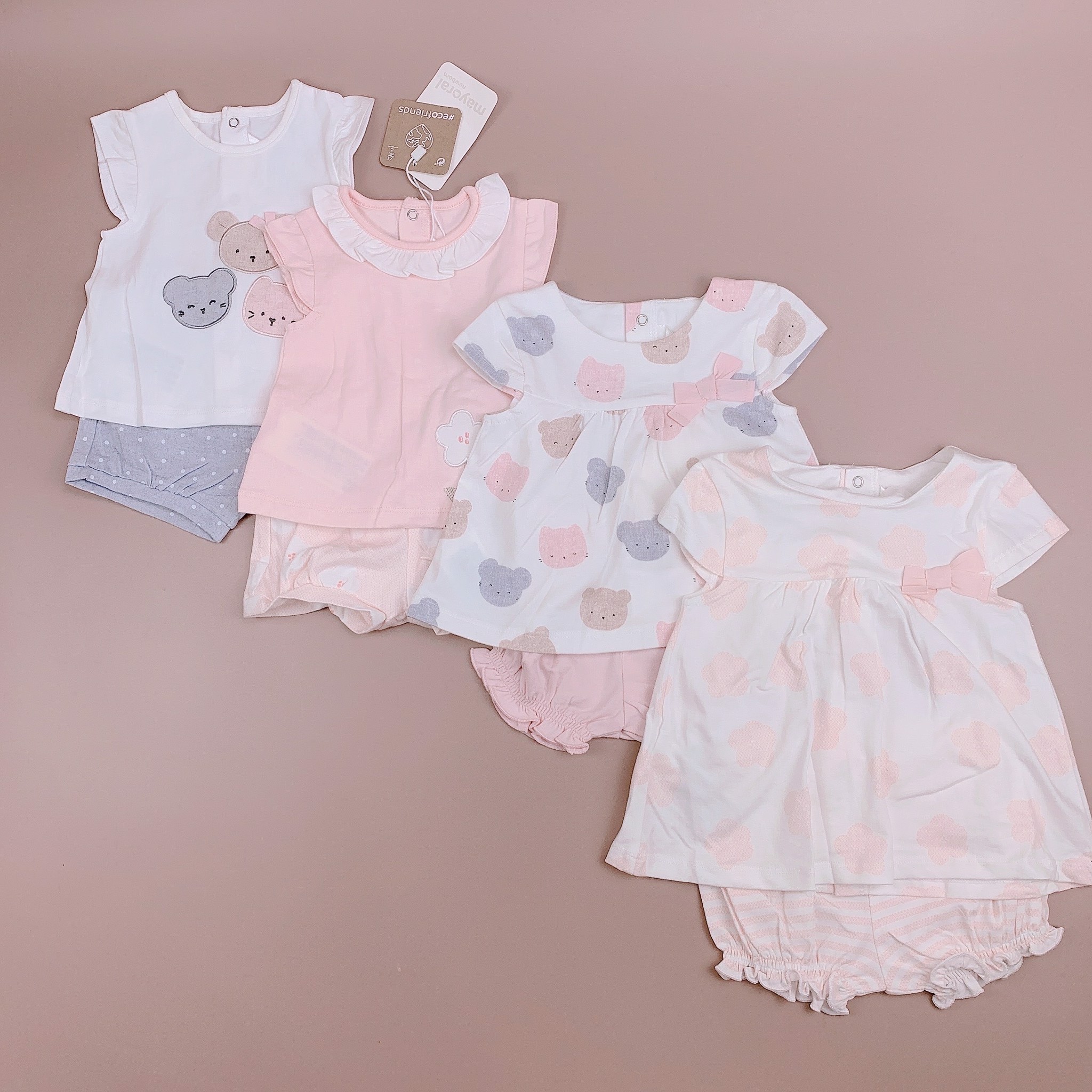 Bộ cotton Mayoral 4 hình gấu / hoa BG 1-18m