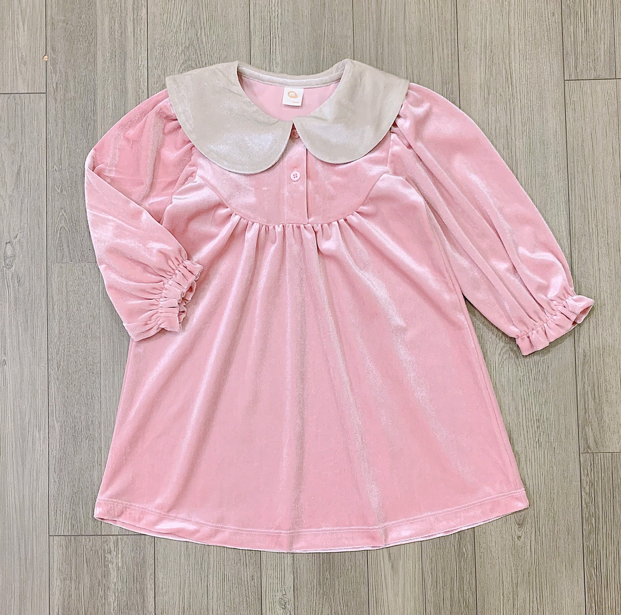 Váy nhung cổ sen lưng thỏ Milkmile 3 màu đỏ / vàng / hồng size 90 - 140