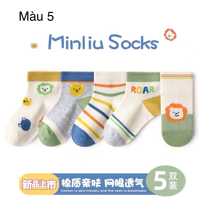 Set 5 tất lưới Minliu Kid Sock BT size 2-12y
