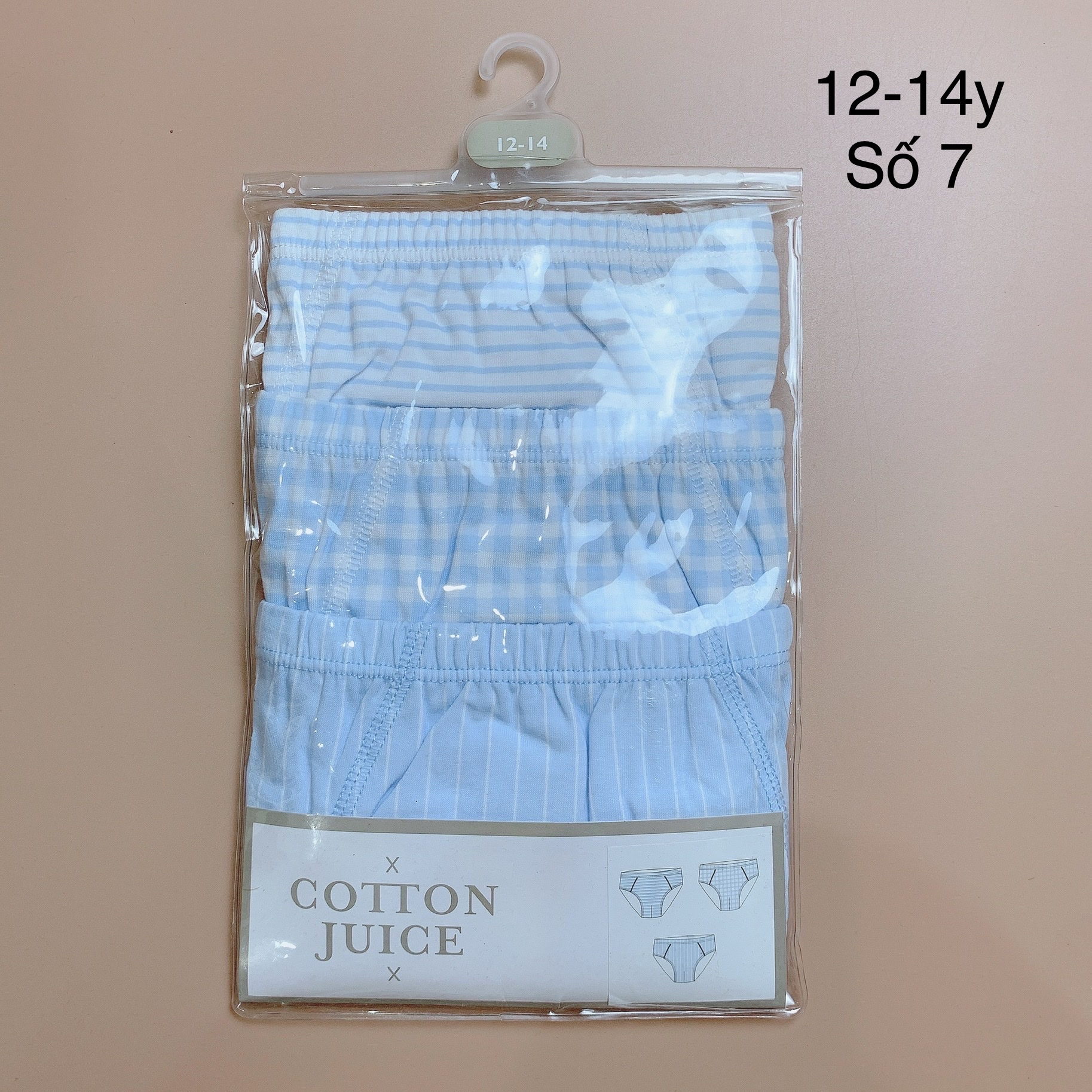 [12-14y] Set 3 quần sịp tam giác Cotton Juice bé trai