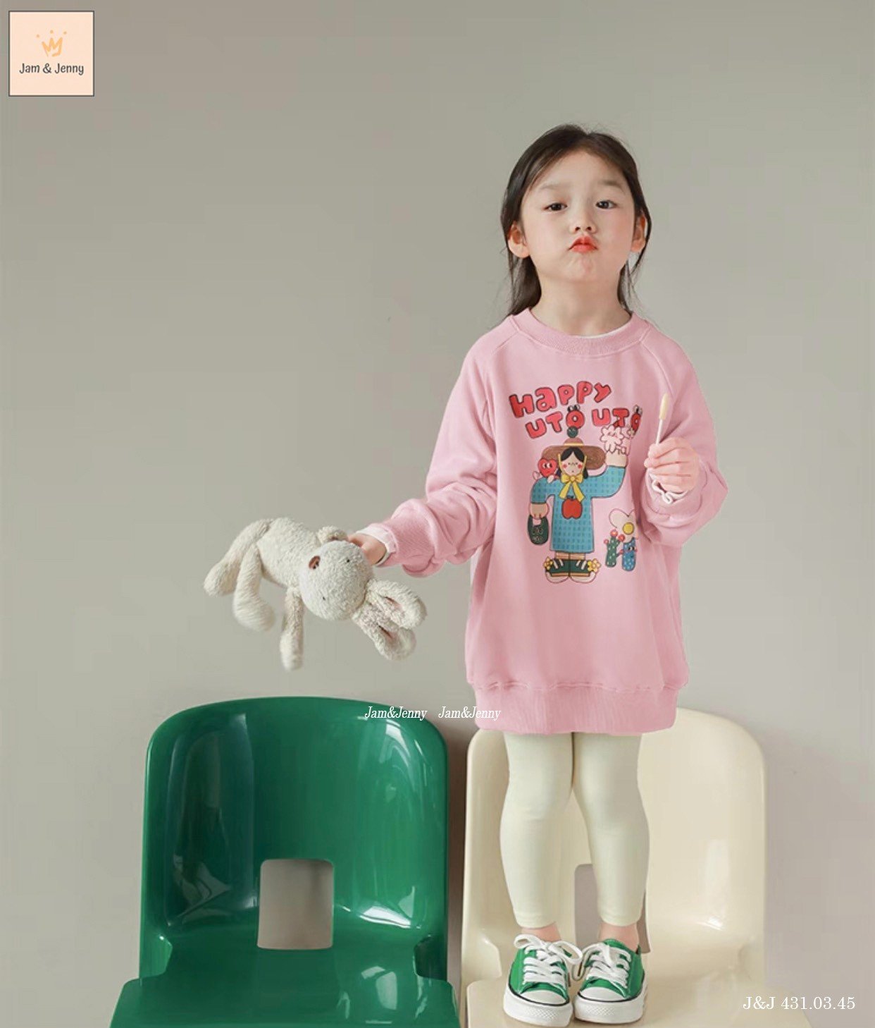 Set Jam&Jenny áo váy + quần legging cotton 3 hình BG size 2 - 12y