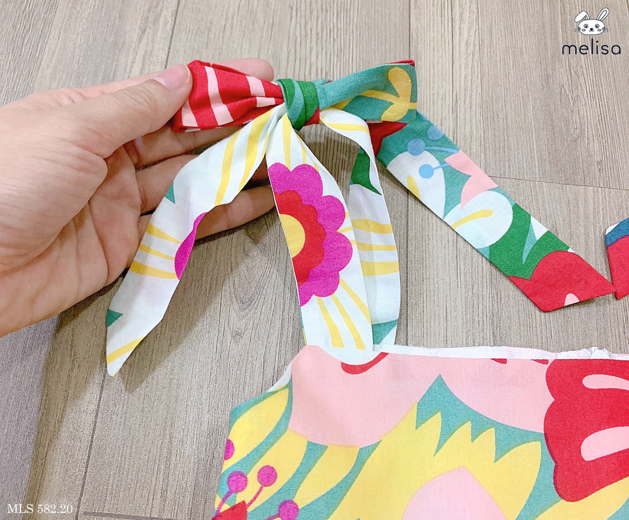 Váy thô hai dây nơ vai Melisa hoa sắc màu size 2 - 11y