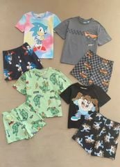 Bộ cotton dư xịn họa tiết Sonic, Ninja rùa, Hot wheels nhiều màu bé trai size 1-8y