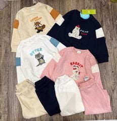 Bộ nỉ bông Topten Baby xuất Hàn họa tiết động vật nhiều màu cho bé size 80-110