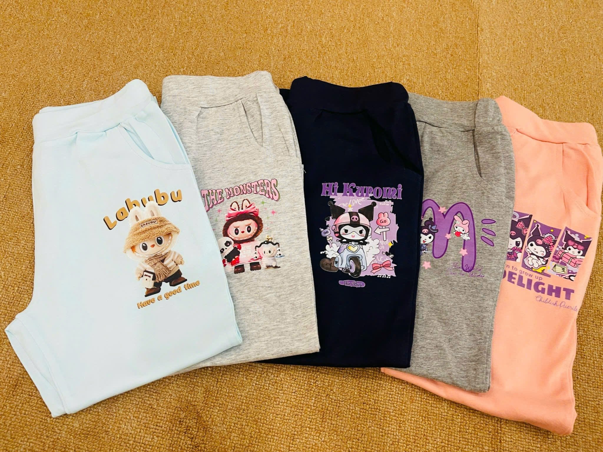 Bộ cotton HM vải dư dòng nhiều hình LABUBU / KUROMI size 2 - 12y