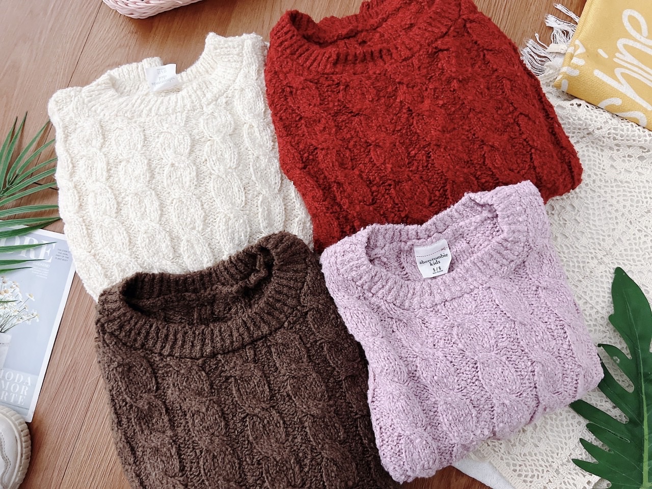 Áo len vặn thừng Abercrombie Kids dòng đại 4 màu BG size 6 - 16y