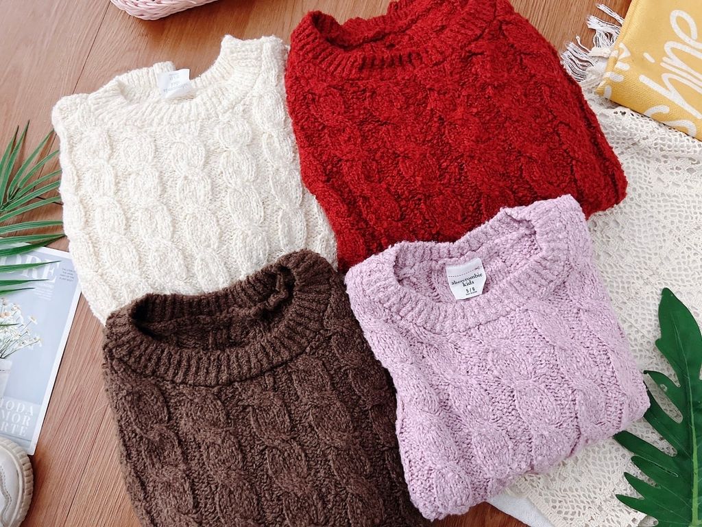 Áo len vặn thừng Abercrombie Kids dòng đại 4 màu BG size 6 - 16y