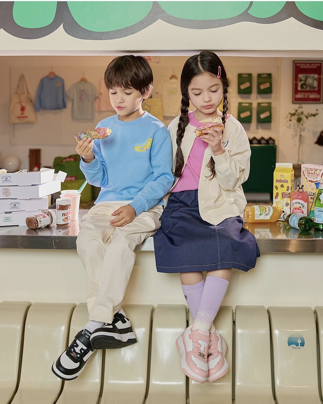 Áo nỉ da cá Nepa màu xanh in ngực hình chuối size 100 - 165