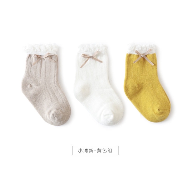 Set 3 tất Nemo Baby cổ bèo đính nơ