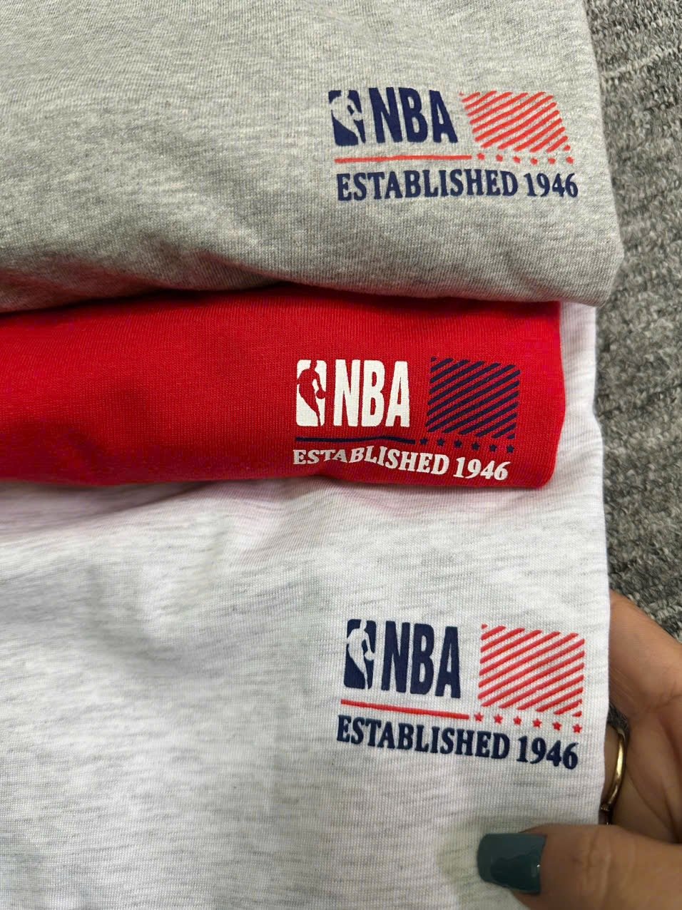 Áo cotton NBA dư xịn 3 màu logo ngực cho bé size 120-160