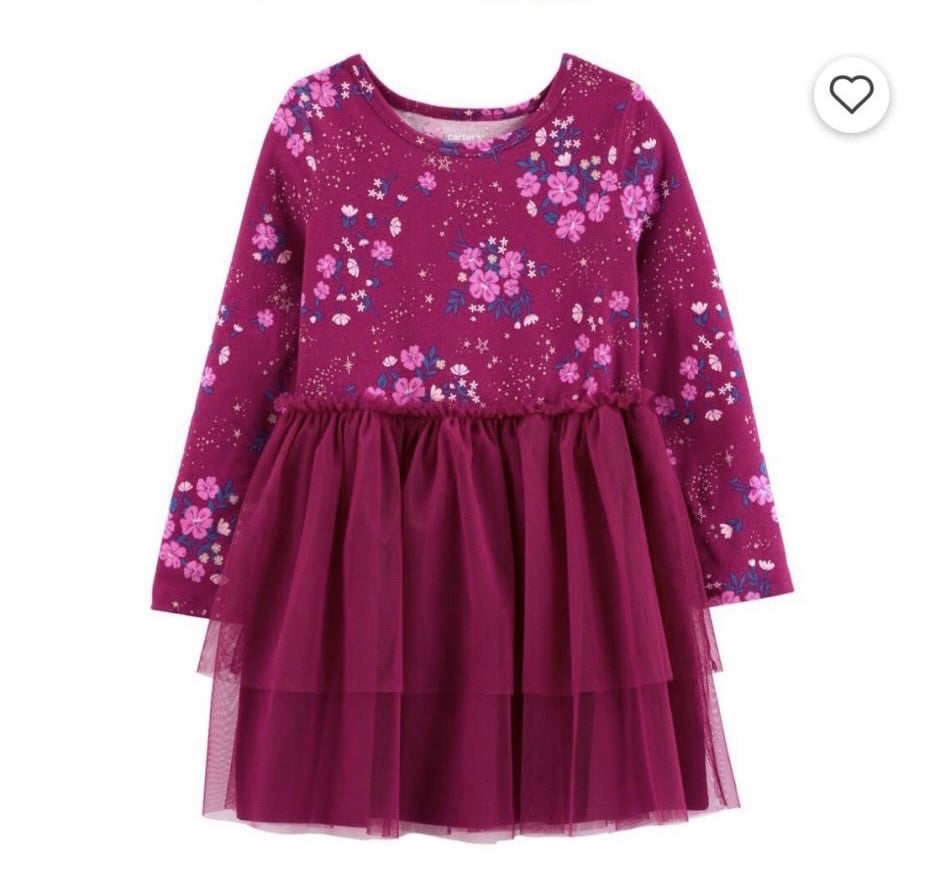 Váy cotton Carter màu hồng mận hoa sao chân voan