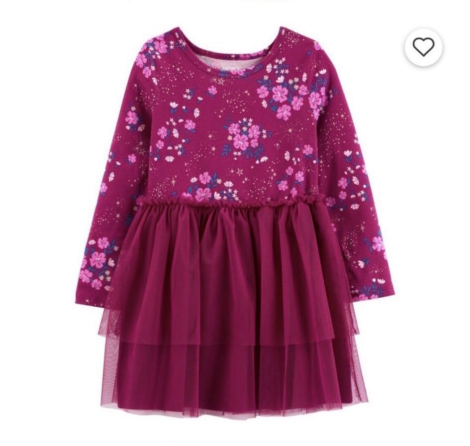 Váy cotton Carter màu hồng mận hoa sao chân voan