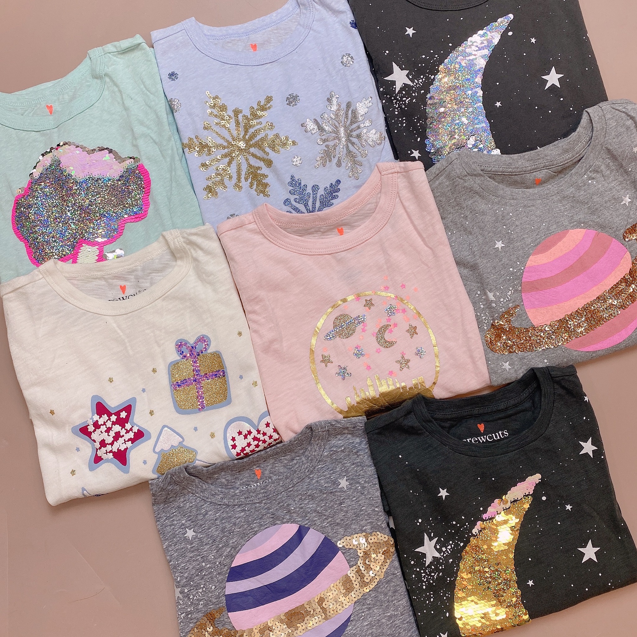 Áo cotton Crewcuts kim sa / nhũ nhiều hình size 5 - 14y - Bảng màu 2