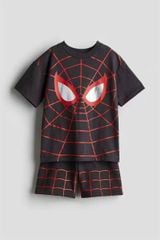 Bộ cotton dư xịn màu ghi hoạ tiết Spiderman cho bé trai size 2-10y
