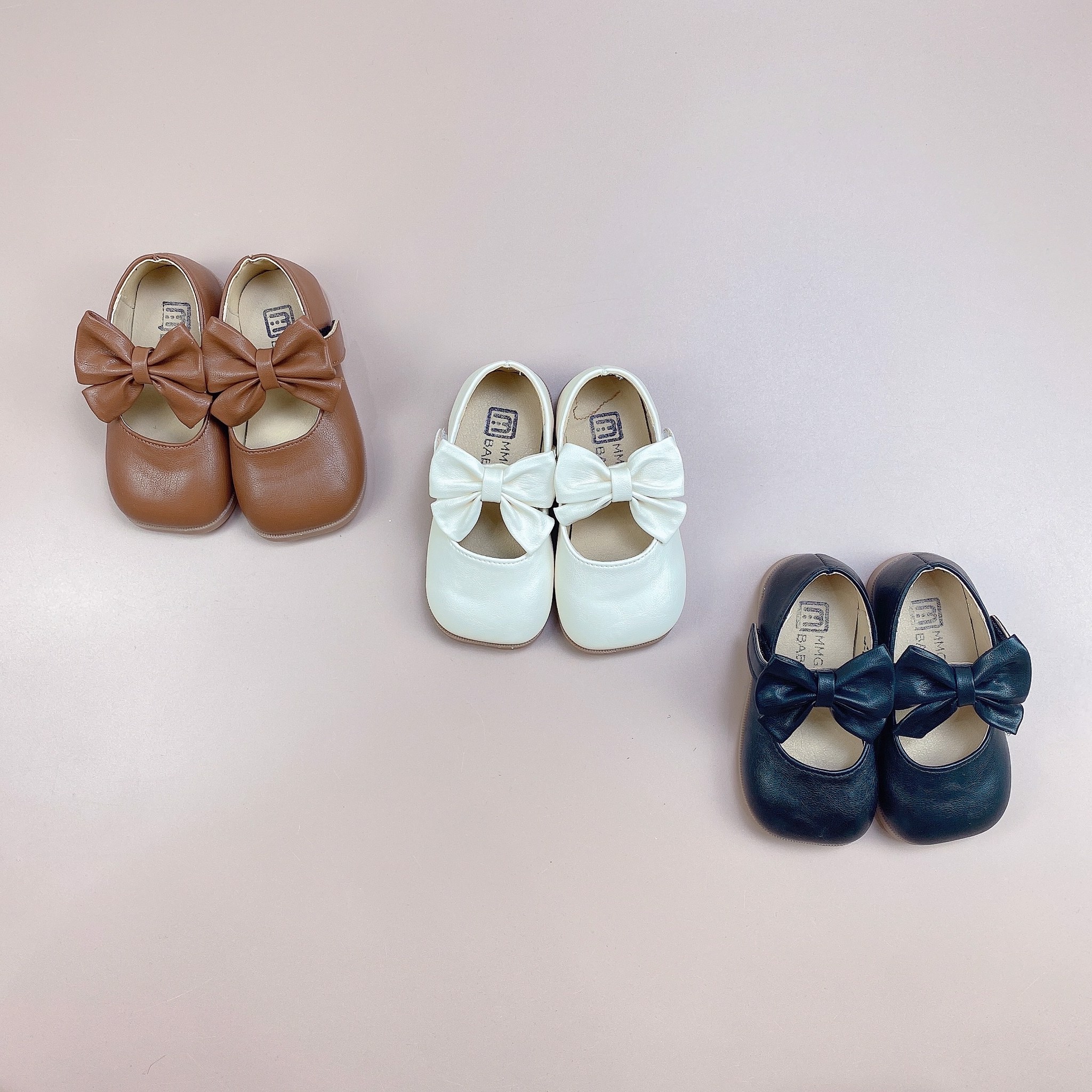 V299 - Giày MG Baby quai đính nơ 3 màu BG