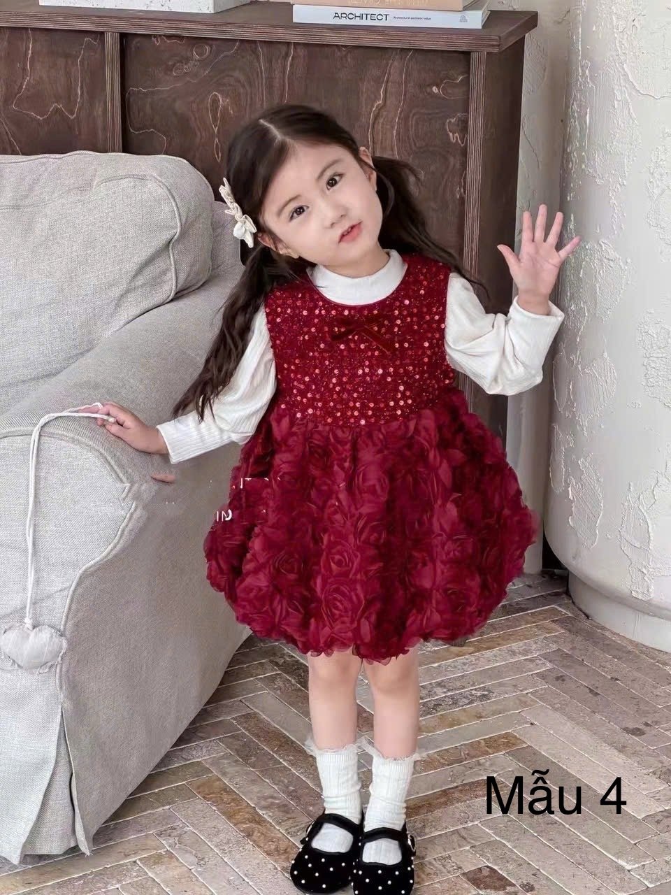 Set QC áo thun tăm + váy nhiều mẫu bé gái size 90-130