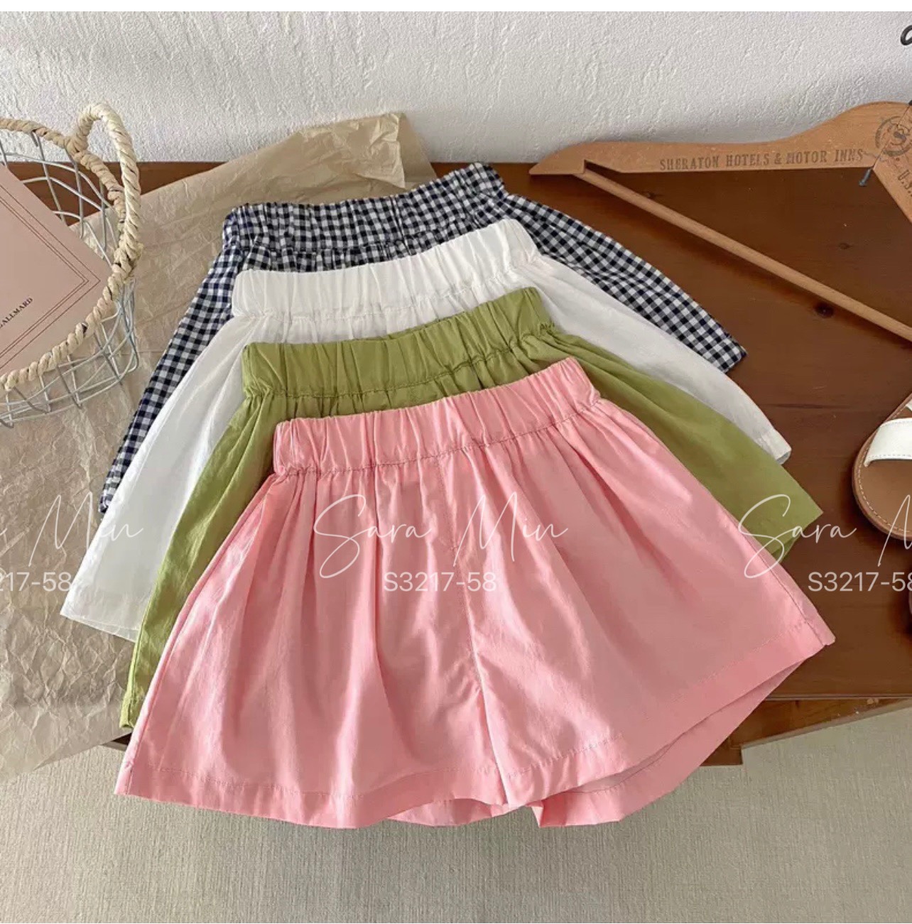 Quần short thô đũi trơn nhiều màu June with love size 1-10y