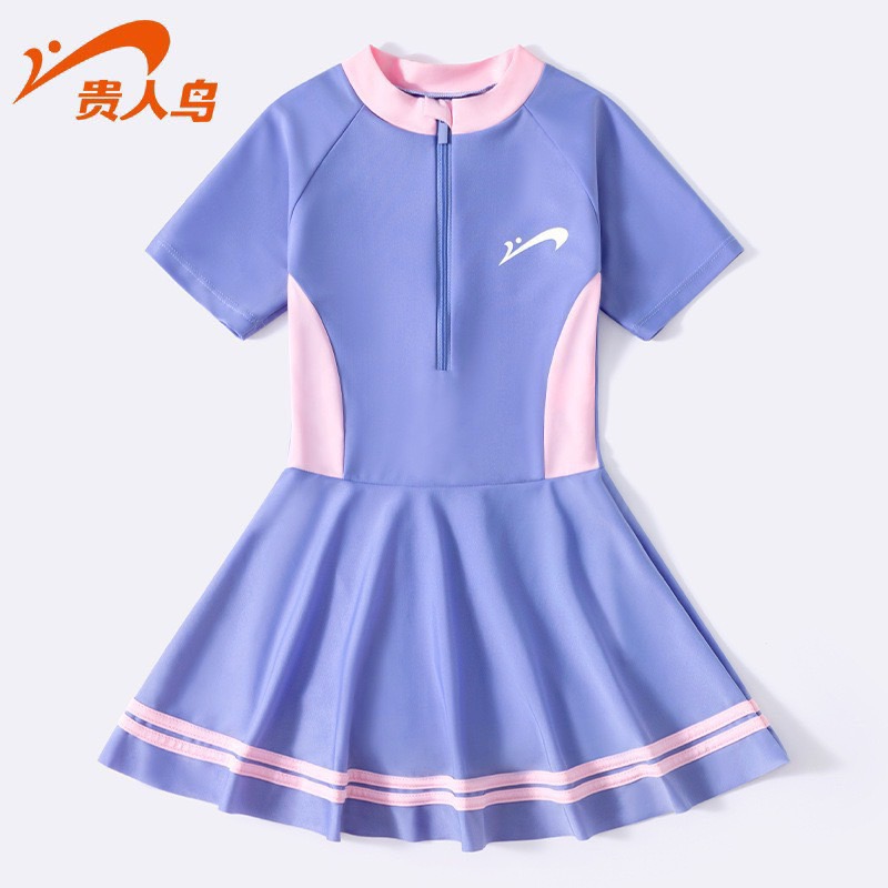 5549 - Bộ bơi GRN dáng váy liền quần 2 màu in V ngực size 120 - 170