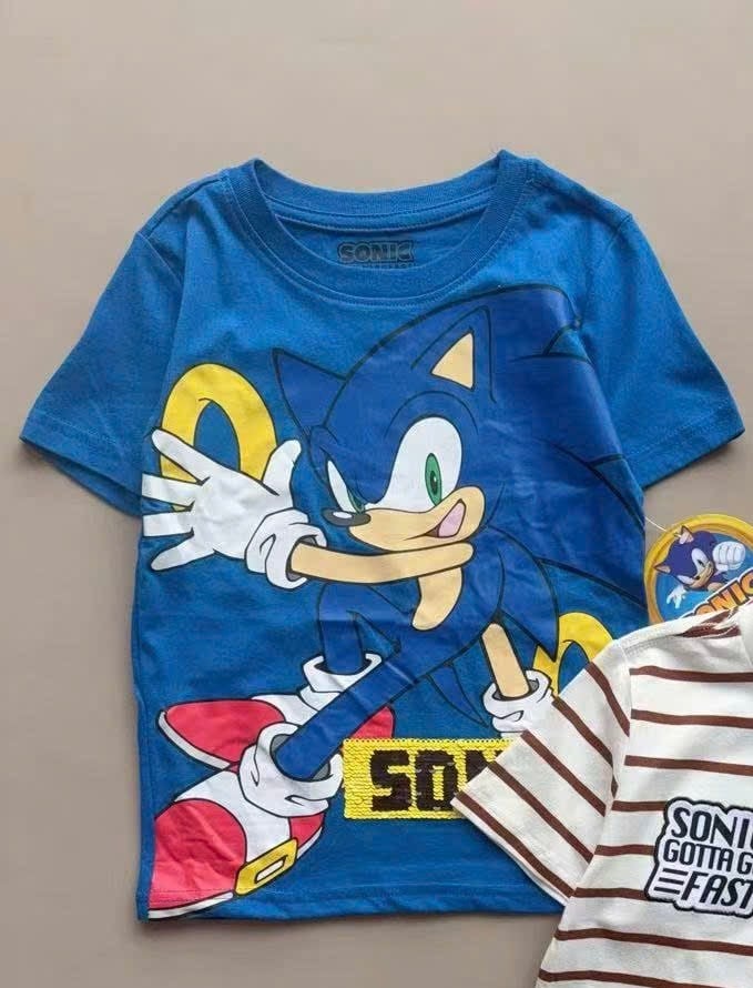 Áo cotton Sonic dư xịn nhiều màu cho bé trai size 4-7y
