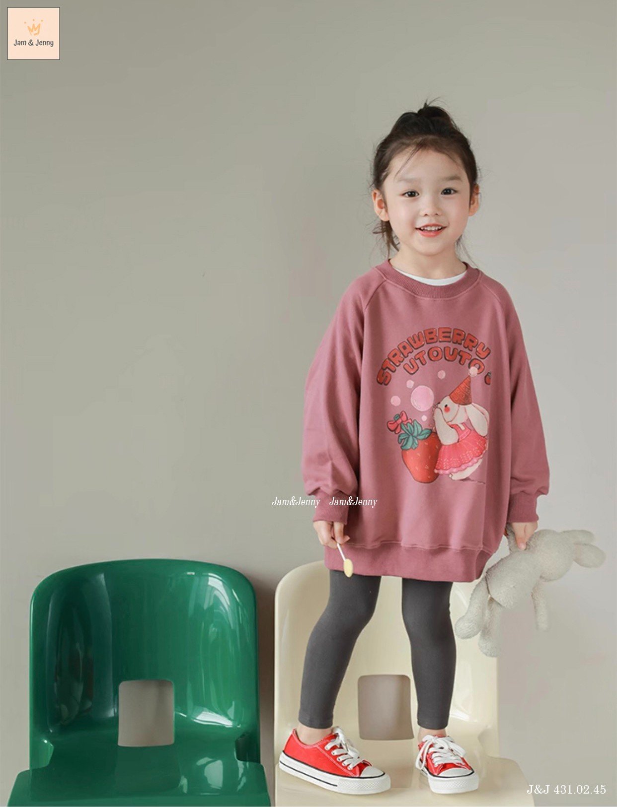 Set Jam&Jenny áo váy + quần legging cotton 3 hình BG size 2 - 12y