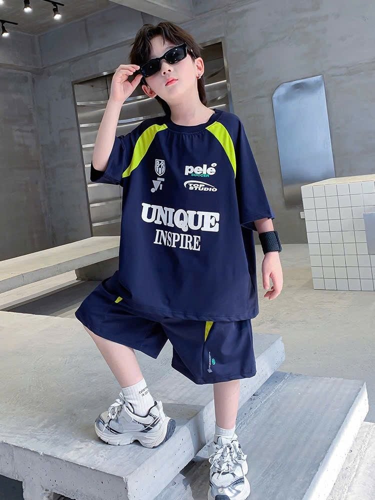 Bộ thể thao QC UNIQUE 2 màu trắng/navy bé trai size 110-170