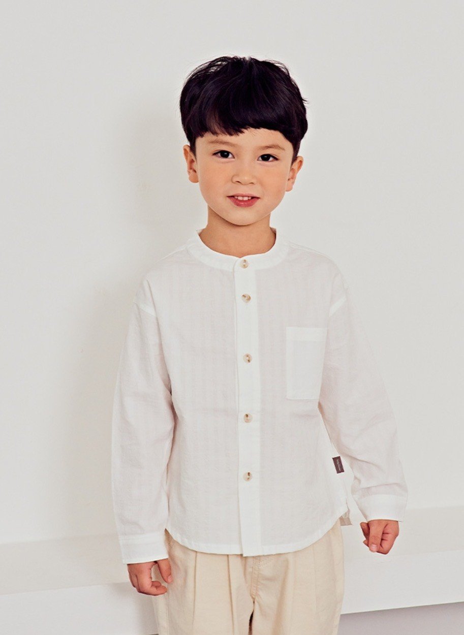 Áo sơ mi Toto Heros màu trắng cổ tàu size 100 - 150