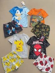 Bộ cotton Disney Pokemon, Ninja rùa, Sonic, Spiderman nhiều màu cho bé trai size 3-10y