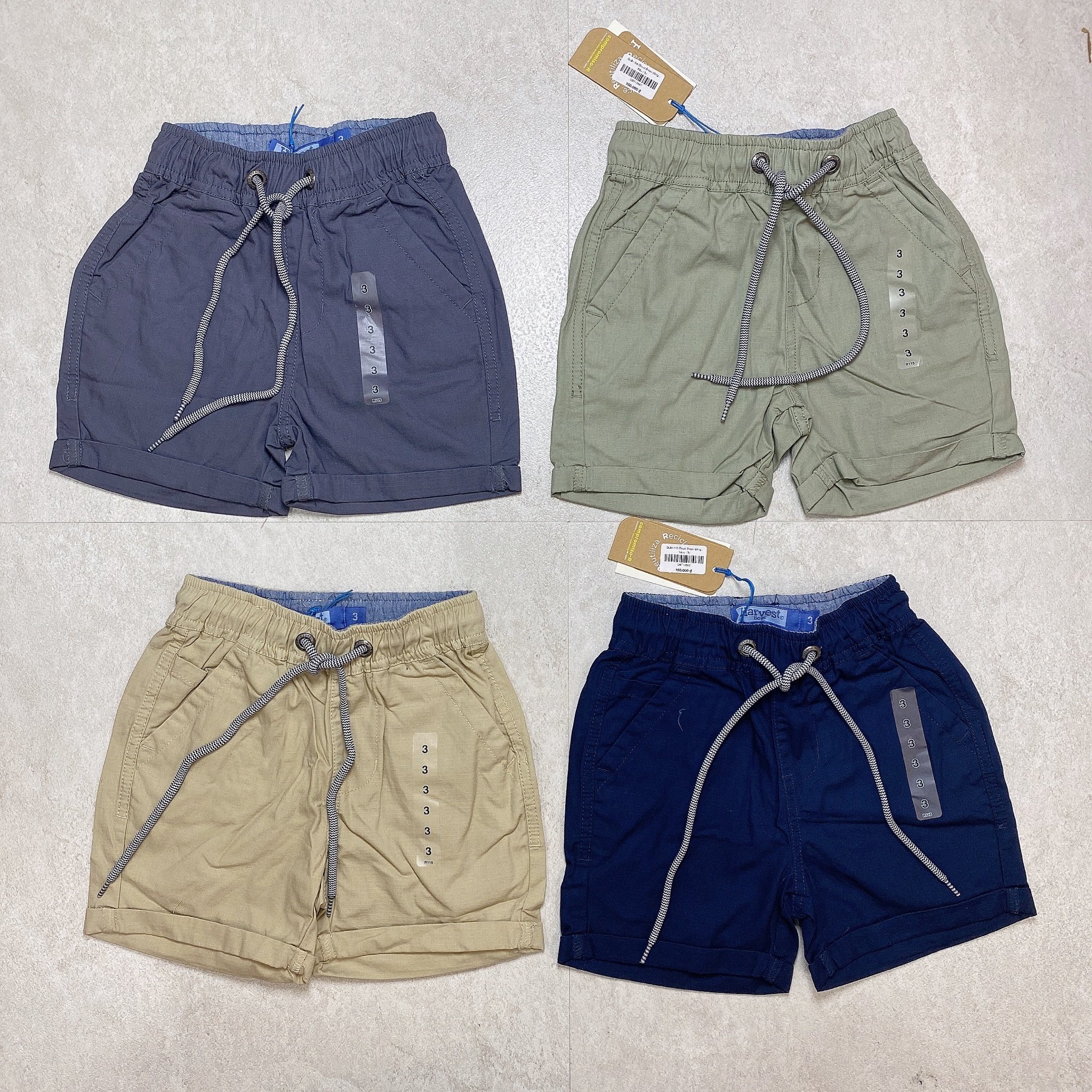 Quần short thô Cloud Break dòng trung Harvest trơn màu Bé Trai size 3 - 10y