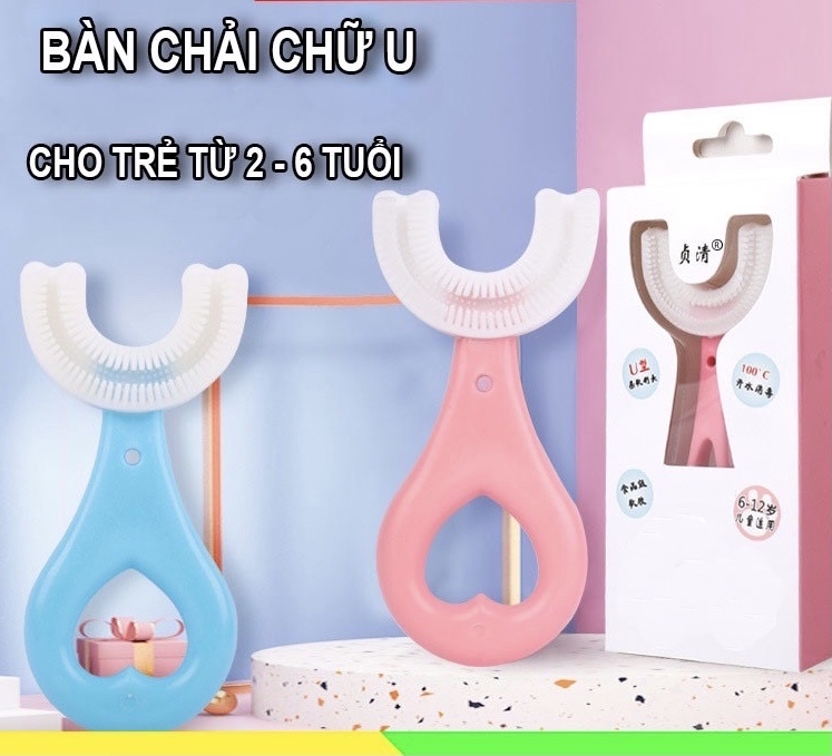 Bàn chải đánh răng silicon chữ U cho bé - 2 màu