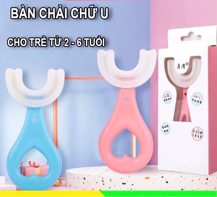 Bàn chải đánh răng silicon chữ U cho bé - 2 màu