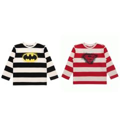 Áo cotton Laughing Child Kẻ đỏ Superman / Kẻ đen Batman size 100 - 140