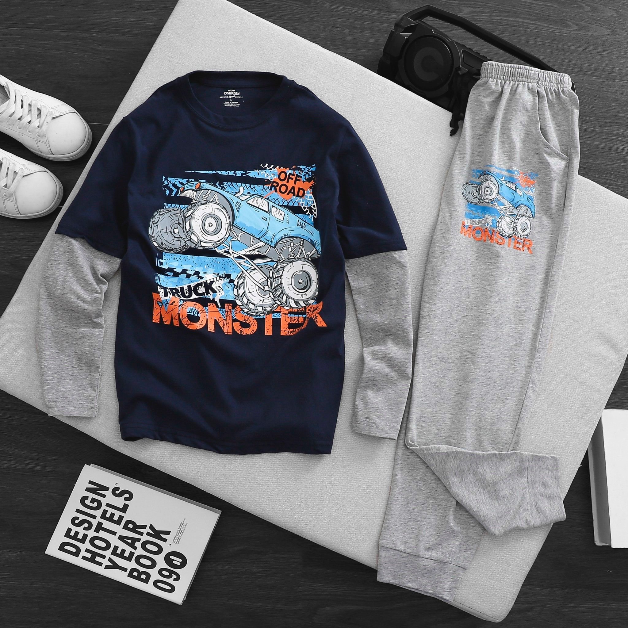 Bộ cotton tay nối Oshkosh nhiều hình BT ( 5-16y)