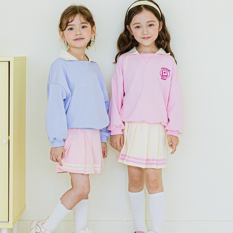 Bộ da cá Bebezoo áo cổ trắng + quần váy xếp ly size 100-150