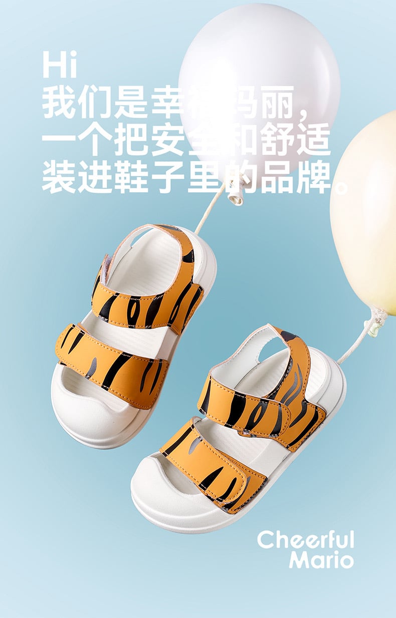 Sandal quai dán Mario hoạ tiết động vật nhiều màu cho bé size 140-190