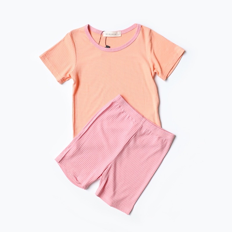 Bộ minkymom thun tăm viền cổ phối màu BTBG