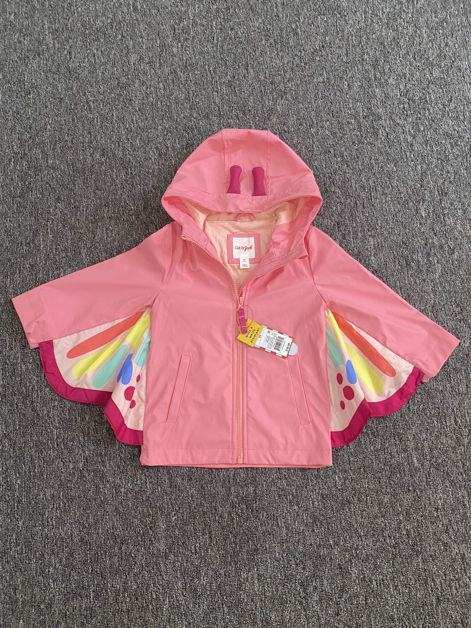 Áo khoác raincoat Cat Jack hồng hình bướm BG 1-5y