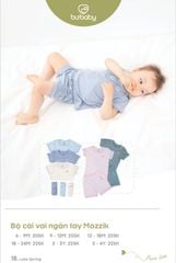 (6-12m) - Bộ cộc tay chui đầu cài vai 3 màu Bu Baby