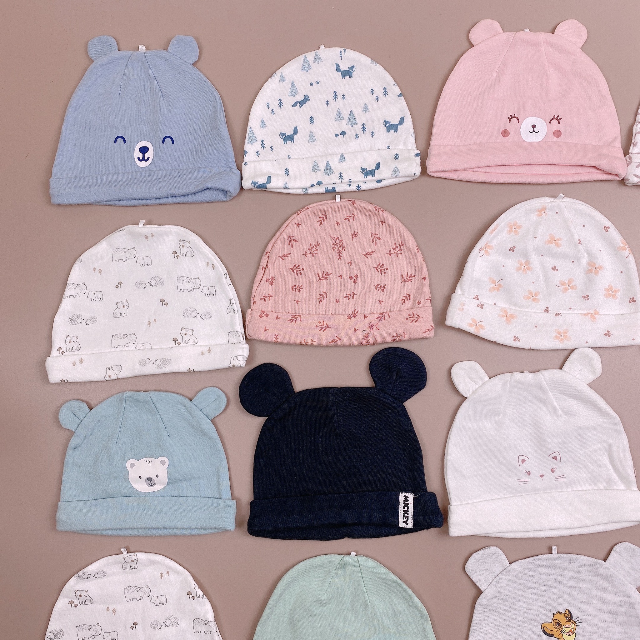 Mũ cotton sơ sinh C&A / Baby club nhiều mẫu