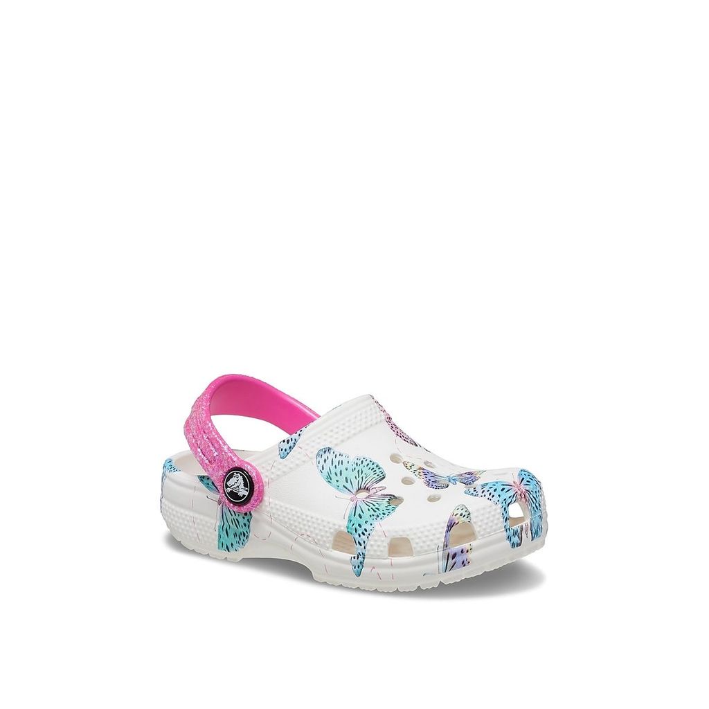 Sục Crocs màu trắng họa tiết bướm butterfly cho bé gái size C7-J4
