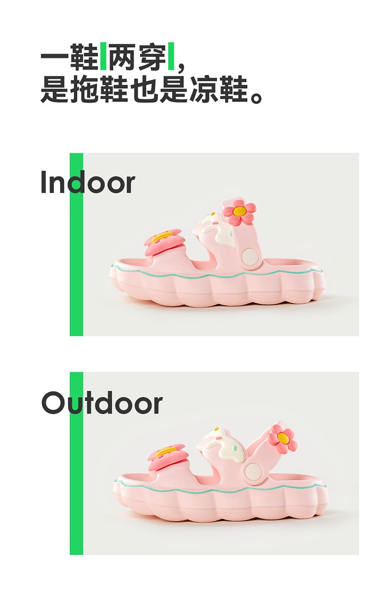 Sandal nhựa mềm Mario hoạ tiết nơ hoa 2 màu hồng/kem bé gái size 170-220