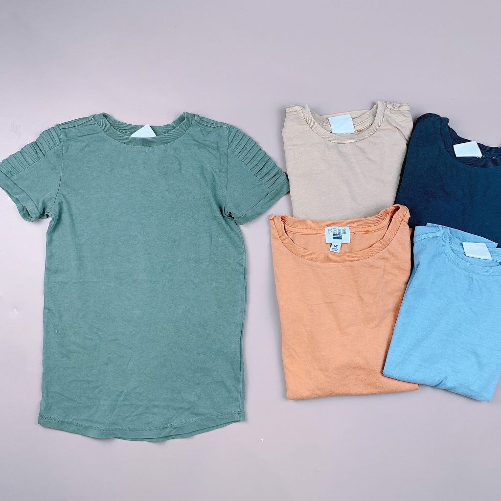 Áo cotton on bé gái dáng dài trơn nhiều màu vạt chéo