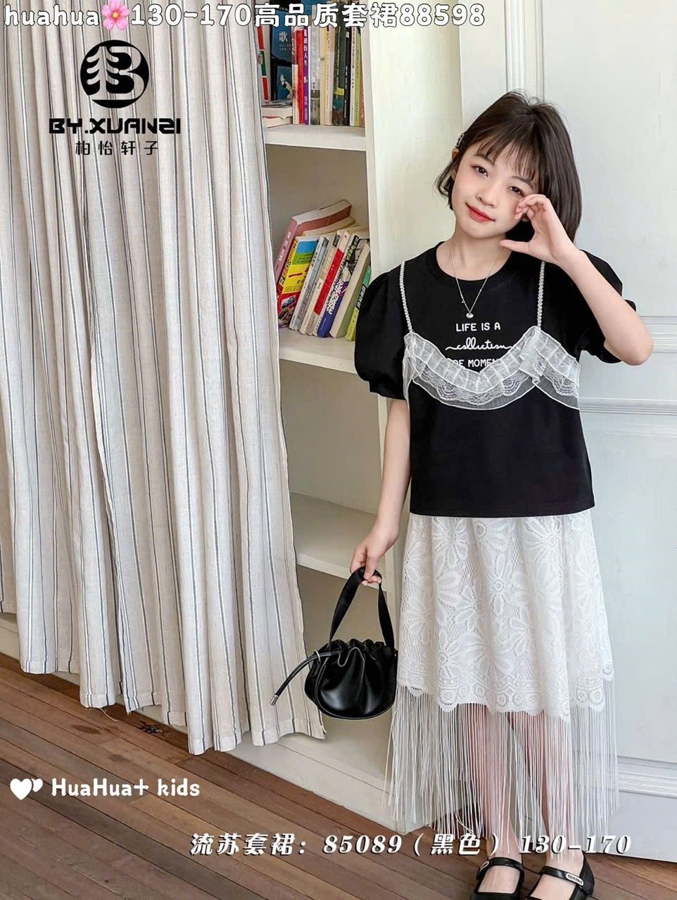 Set bộ QC áo cotton + chân váy nhiều mẫu bé gái size 130-170