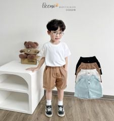 Quần short thun Beemo co giãn 4 chiều phối khuy dừa cho bé size 80-130
