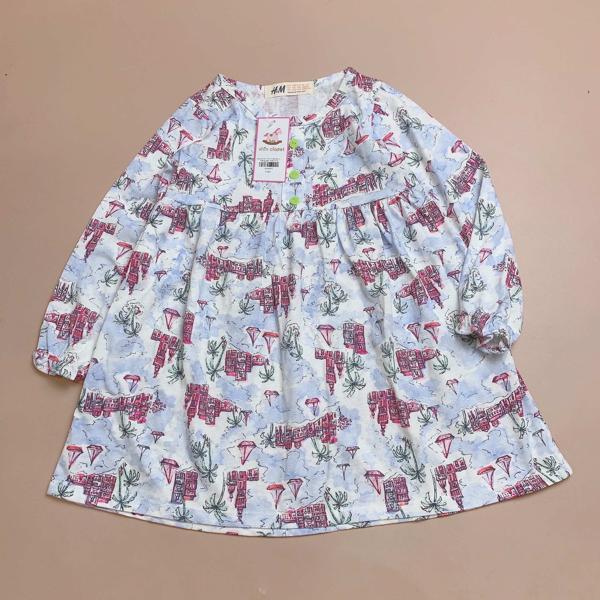 Váy cotton vải dư dài tay nhiều màu BG