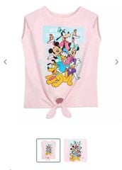 Áo cotton Disney hồng sát nách Mickey Donal buộc vạt size 100-160